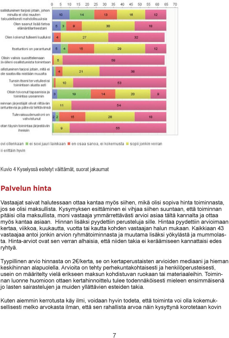 Hinnan lisäksi pyydettiin perusteluja sille. Hintaa pyydettiin arvioimaan kertaa, viikkoa, kuukautta, vuotta tai kautta kohden vastaajan halun mukaan.