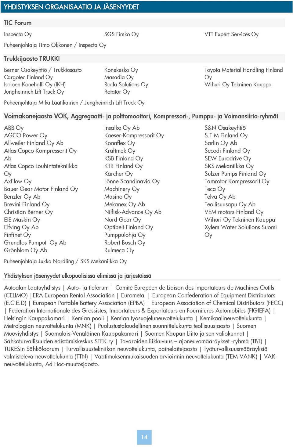 Truck Voimakonejaosto VOK, Aggregaatti- ja polttomoottori, Kompressori-, Pumppu- ja Voimansiirto-ryhmät ABB AGCO Power Allweiler Finland Ab Atlas Copco Kompressorit Ab Atlas Copco Louhintatekniikka
