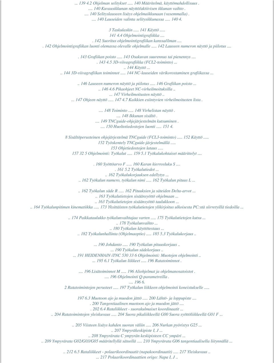 ... 142 Ohjelmointigrafiikan luonti olemassa olevalle ohjelmalle... 142 Lauseen numeron näyttö ja piilotus.... 143 Grafiikan poisto... 143 Osakuvan suurennus tai pienennys.... 143 4.