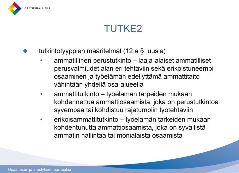 työelämän tarpeiden mukaan kohdennettua ammattiosaamista, joka on perustutkintoa syvempää tai kohdistuu rajatumpiin työtehtäviin