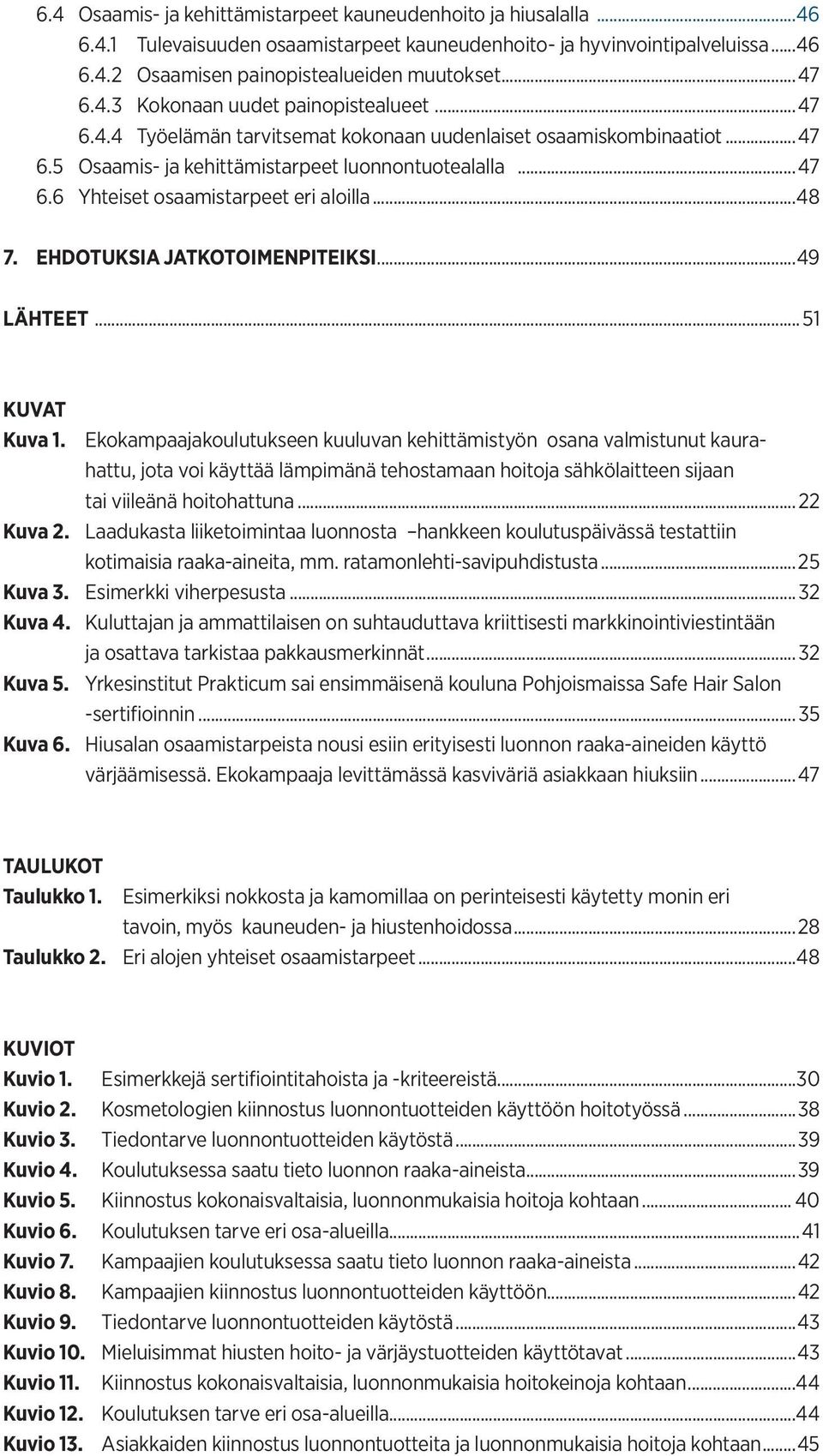 ..48 7. EHDOTUKSIA JATKOTOIMENPITEIKSI...49 LÄHTEET...51 KUVAT Kuva 1.