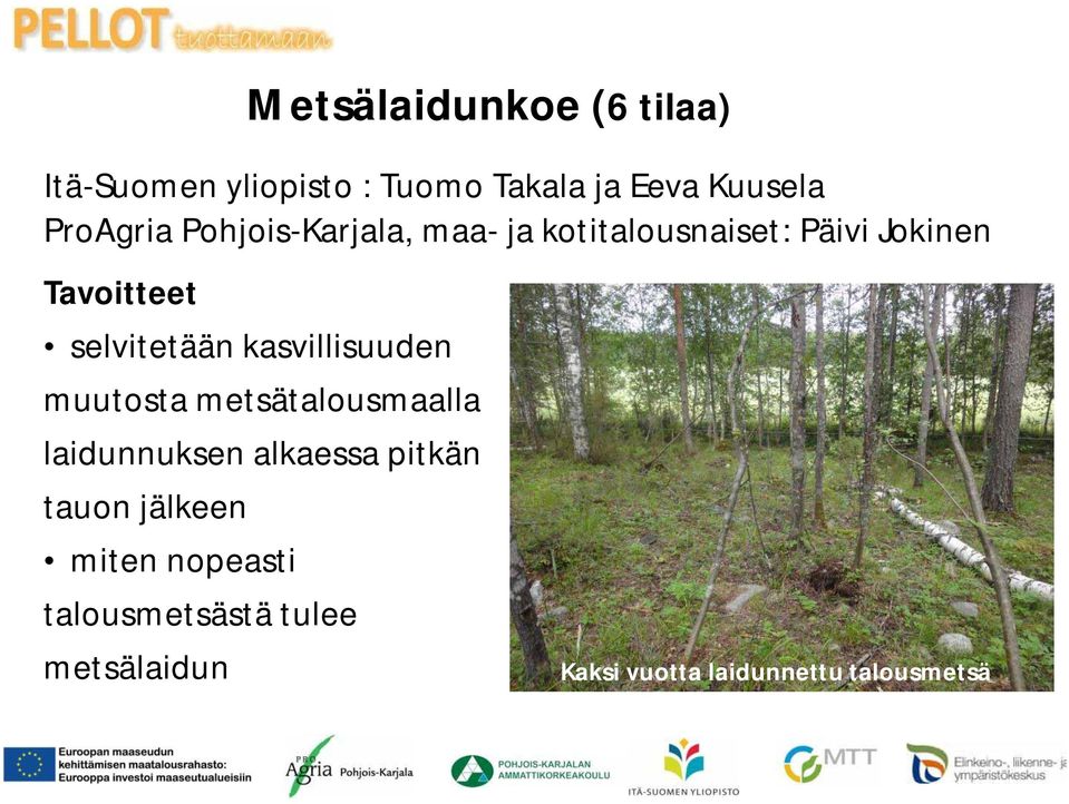 selvitetään kasvillisuuden muutosta metsätalousmaalla laidunnuksen alkaessa pitkän