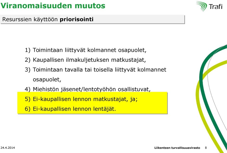 Toimintaan tavalla tai toisella liittyvät kolmannet osapuolet, 4) Miehistön