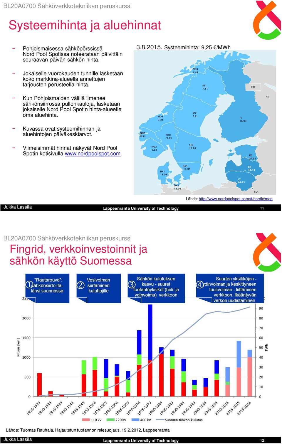 Kun Pohjoismaiden välillä ilmenee sähkönsiirrossa pullonkauloja, lasketaan jokaiselle Nord Pool Spotin hinta-alueelle oma aluehinta.