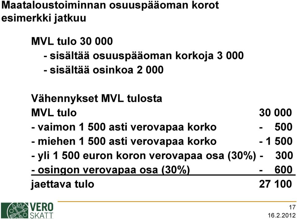 - vaimon 1 500 asti verovapaa korko - 500 - miehen 1 500 asti verovapaa korko - 1 500 - yli