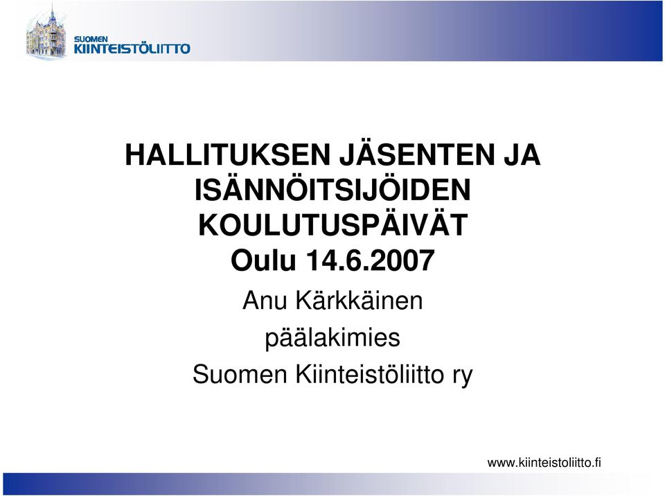 KOULUTUSPÄIVÄT Oulu 14.6.