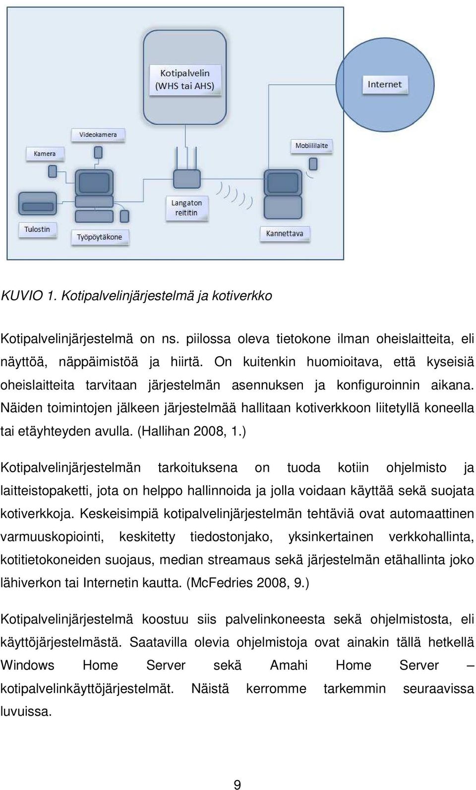 Näiden toimintojen jälkeen järjestelmää hallitaan kotiverkkoon liitetyllä koneella tai etäyhteyden avulla. (Hallihan 2008, 1.