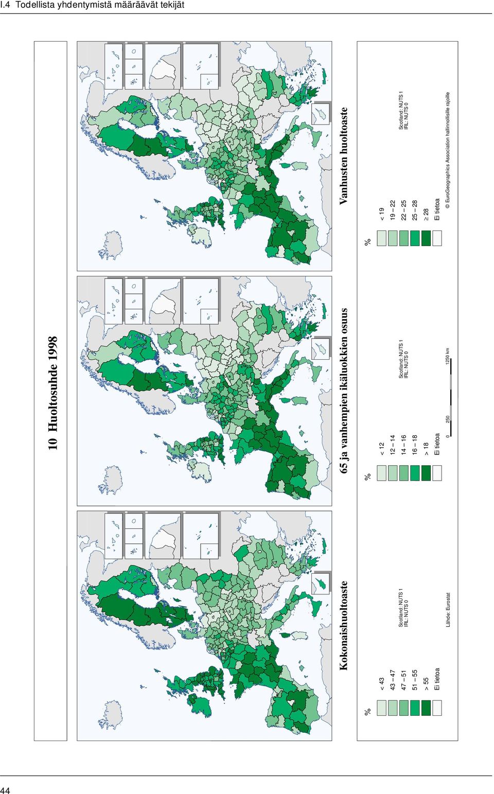 25 25 28 Scotland: NUTS 1 IRL: NUTS 0 > 18 28 Ei tietoa Ei tietoa Lähde: Eurostat 0 250 1250 km