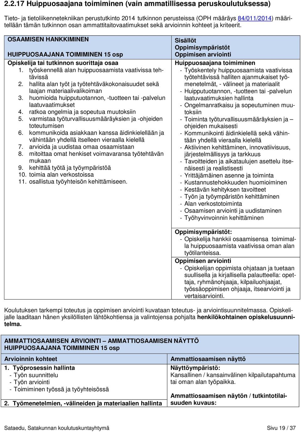 työskennellä alan huippuosaamista vaativissa tehtävissä 2. hallita alan työt ja työtehtäväkokonaisuudet sekä laajan materiaalivalikoiman 3.