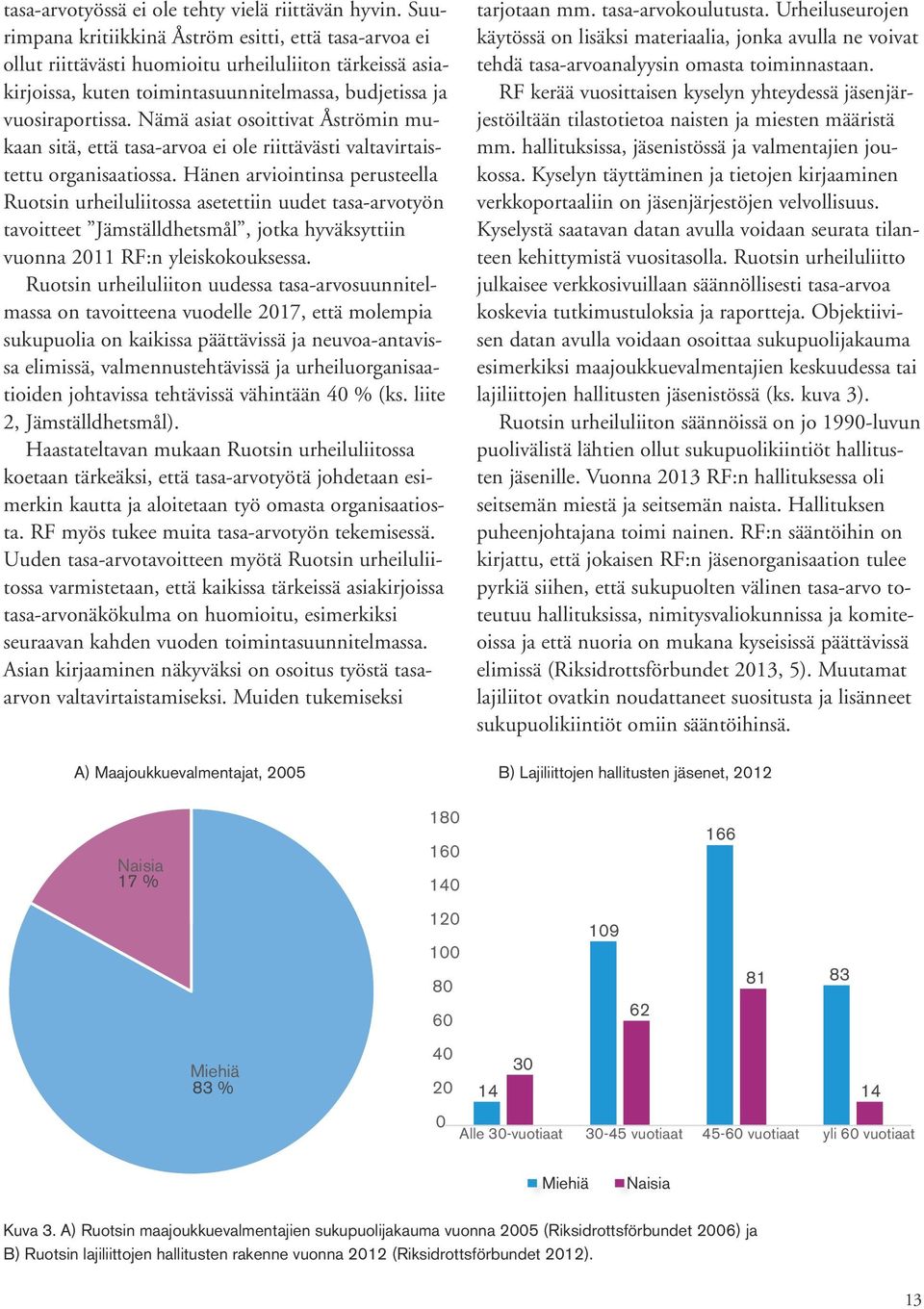 Nämä asiat osoittivat Åströmin mukaan sitä, että tasa-arvoa ei ole riittävästi valtavirtaistettu organisaatiossa.