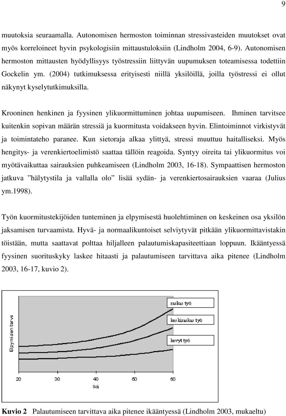 (2004) tutkimuksessa erityisesti niillä yksilöillä, joilla työstressi ei ollut näkynyt kyselytutkimuksilla. Krooninen henkinen ja fyysinen ylikuormittuminen johtaa uupumiseen.