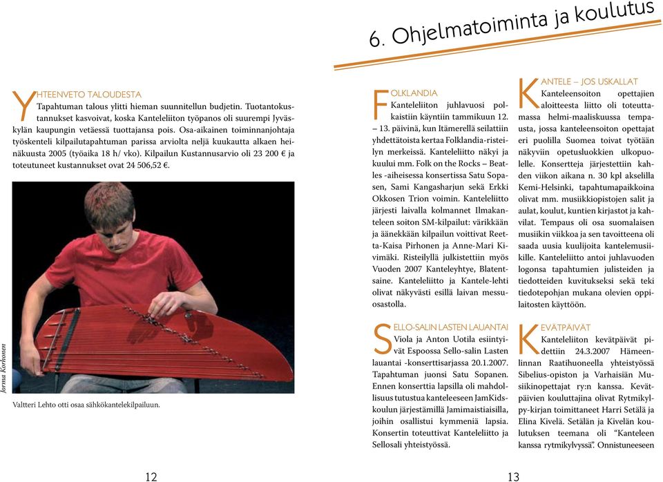 Osa-aikainen toiminnanjohtaja työskenteli kilpailutapahtuman parissa arviolta neljä kuukautta alkaen heinäkuusta 2005 (työaika 18 h/ vko).