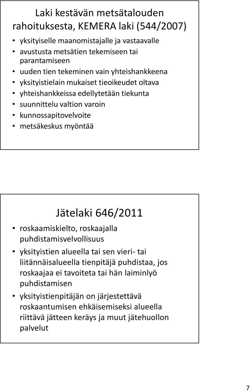 myöntää Jätelaki 646/2011 roskaamiskielto, roskaajalla puhdistamisvelvollisuus yksityistien alueella tai sen vieri- tai liitännäisalueella tienpitäjä puhdistaa, jos