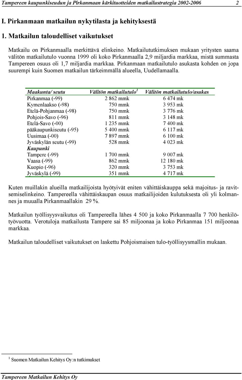 Pirkanmaan matkailutulo asukasta kohden on jopa suurempi kuin Suomen matkailun tärkeimmällä alueella, Uudellamaalla.