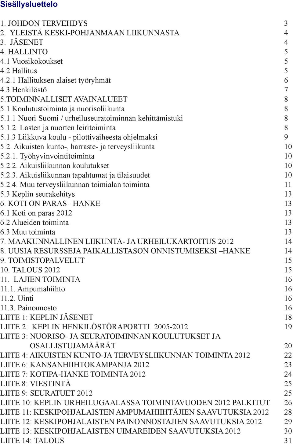 2. Aikuisten kunto-, harraste- ja terveysliikunta 10 5.2.1. Työhyvinvointitoiminta 10 5.2.2. Aikuisliikunnan koulutukset 10 5.2.3. Aikuisliikunnan tapahtumat ja tilaisuudet 10 5.2.4.