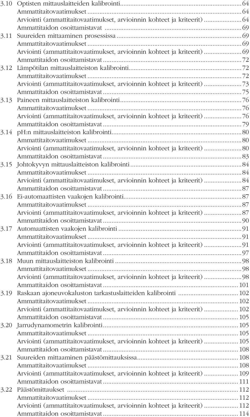 12 Lämpötilan mittauslaitteiston kalibrointi...72 Ammattitaitovaatimukset...72 Arviointi (ammattitaitovaatimukset, arvioinnin kohteet ja kriteerit)...73 Ammattitaidon osoittamistavat...75 3.