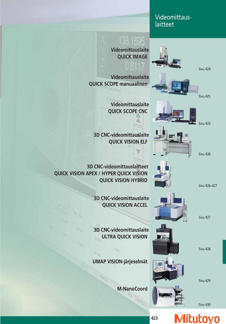 QUICK VISION APEX / HYPER QUICK VISION QUICK VISION HYBRID Sivu 426 427 3D CNC-videomittauslaite QUICK VISION ACCEL