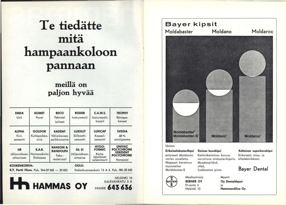 Kapselisementti 68»/o omolgooma HR Jäljennöksenottoa ineet KOSKENKORVA: K.A.R. Hommoskulto Elohopeo RANSOM & RANDOLPH Tekn.