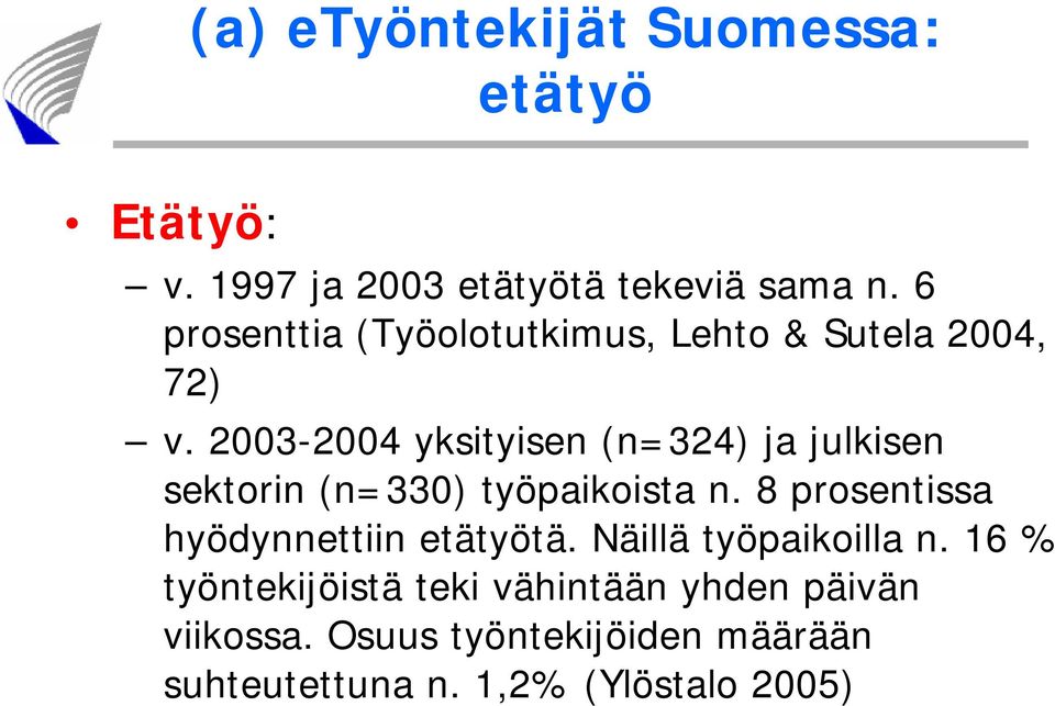 2003-2004 yksityisen (n=324) ja julkisen sektorin (n=330) työpaikoista n.