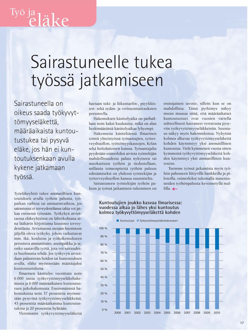 Työkykyä arvioitaessa eläkeyhtiössä on lähtökohtana aina lääkärin kirjoittama lausunto terveydentilasta. Arvioitaessa otetaan huomioon jäljellä oleva työkyky, johon vaikuttavat mm.