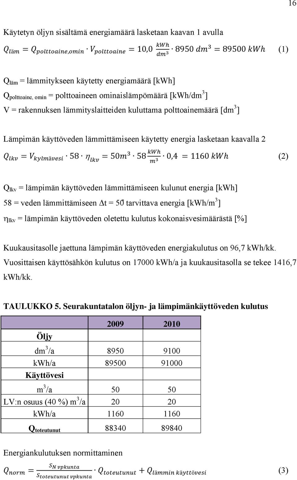 lämmittämiseen kulunut energia [kwh] 58 = veden lämmittämiseen t = 50 tarvittava energia [kwh/m 3 ] lkv = lämpimän käyttöveden oletettu kulutus kokonaisvesimäärästä [%] Kuukausitasolle jaettuna