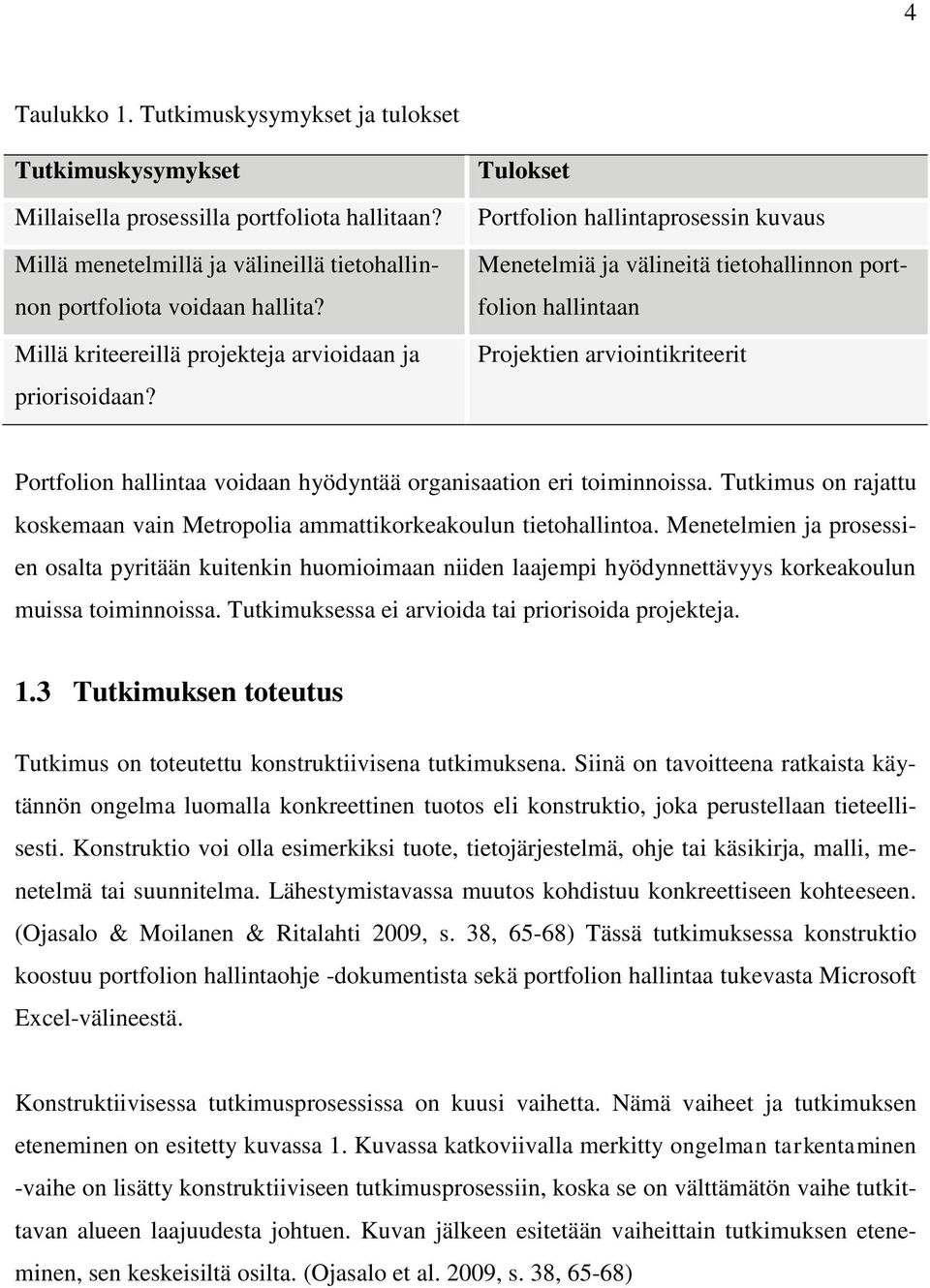 Tulokset Portfolion hallintaprosessin kuvaus Menetelmiä ja välineitä tietohallinnon portfolion hallintaan Projektien arviointikriteerit Portfolion hallintaa voidaan hyödyntää organisaation eri