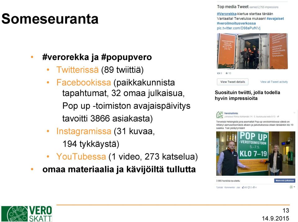 tavoitti 3866 asiakasta) Instagramissa (31 kuvaa, 194 tykkäystä) YouTubessa (1 video,