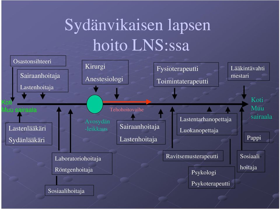 Avosydän -leikkaus Tehohoitovaihe Sairaanhoitaja Lastenhoitaja Lastentarhanopettaja Luokanopettaja Koti Muu