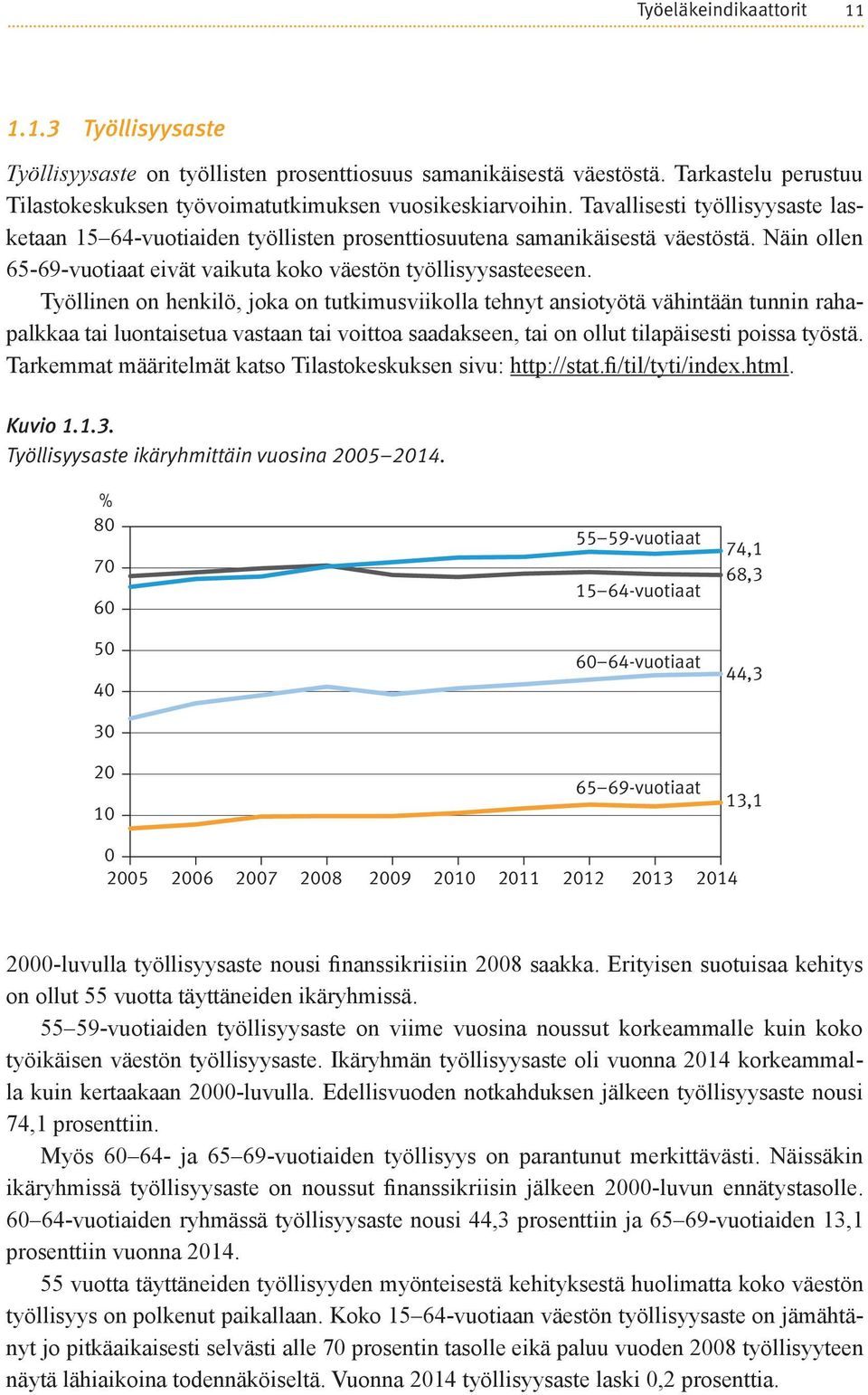 Työllinen on henkilö, joka on tutkimusviikolla tehnyt ansiotyötä vähintään tunnin rahapalkkaa tai luontaisetua vastaan tai voittoa saadakseen, tai on ollut tilapäisesti poissa työstä.