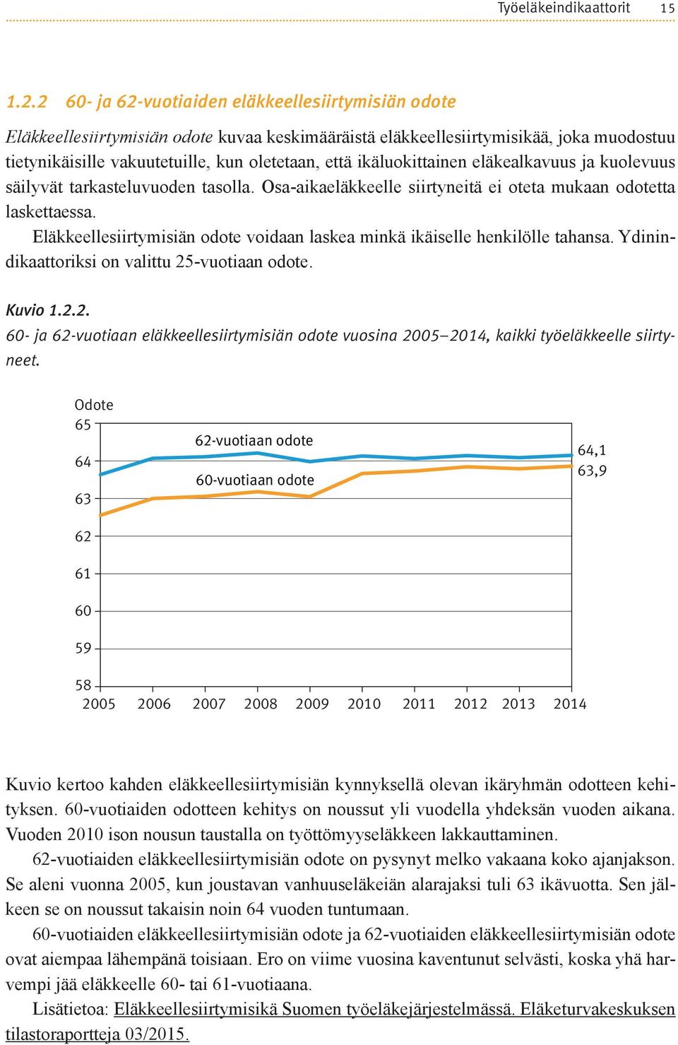 ikäluokittainen eläkealkavuus ja kuolevuus säilyvät tarkasteluvuoden tasolla. Osa-aikaeläkkeelle siirtyneitä ei oteta mukaan odotetta laskettaessa.