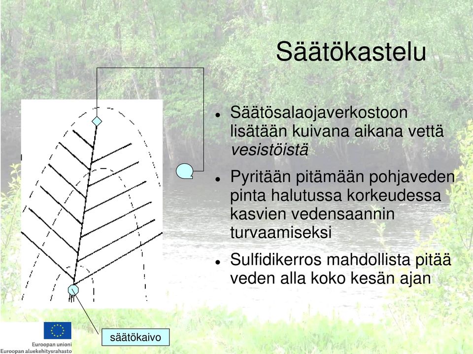 halutussa korkeudessa kasvien vedensaannin turvaamiseksi