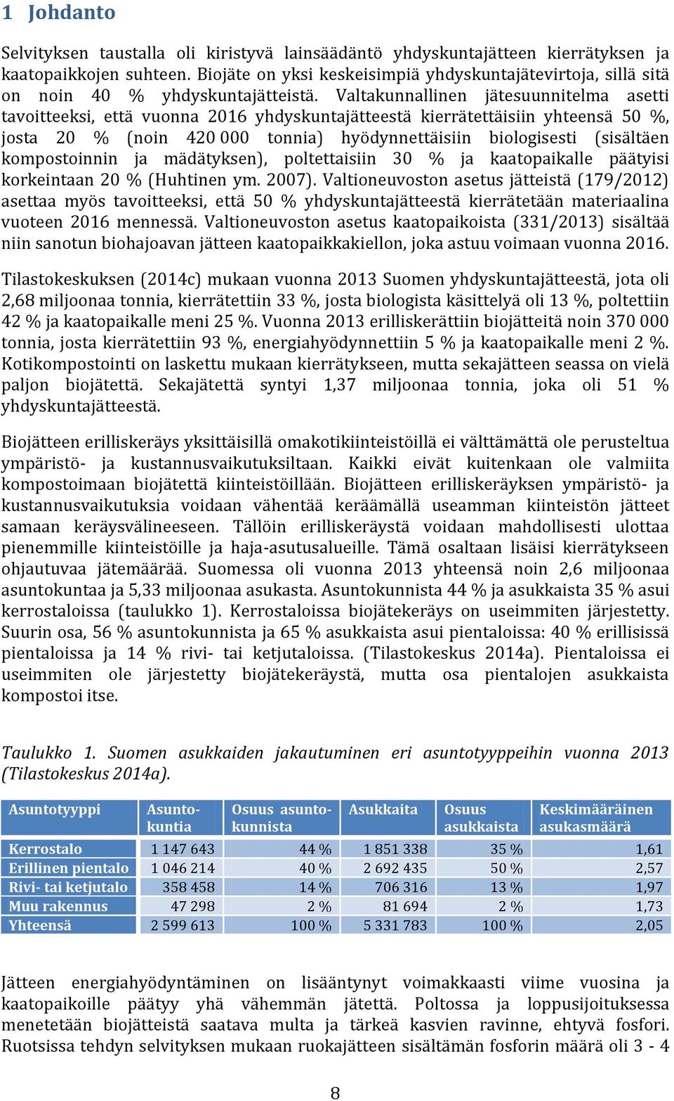 Valtakunnallinen jätesuunnitelma asetti tavoitteeksi, että vuonna 2016 yhdyskuntajätteestä kierrätettäisiin yhteensä 50 %, josta 20 % (noin 420 000 tonnia) hyödynnettäisiin biologisesti (sisältäen