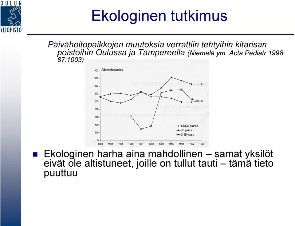 Acta Pediatr 1998; 87:1003) Ekologinen harha aina mahdollinen