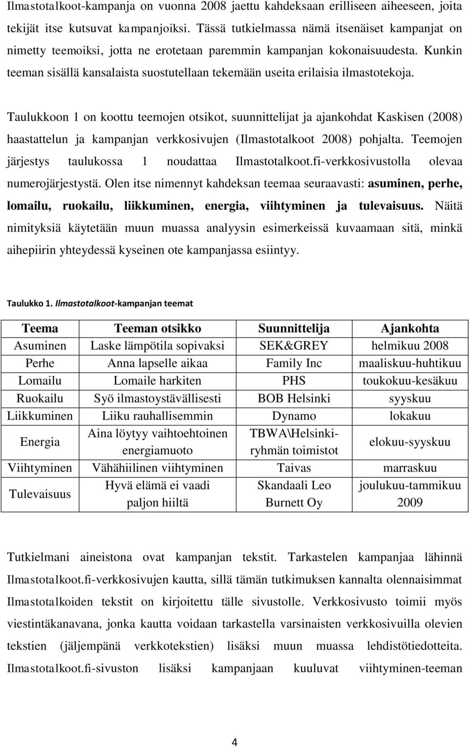 Kunkin teeman sisällä kansalaista suostutellaan tekemään useita erilaisia ilmastotekoja.