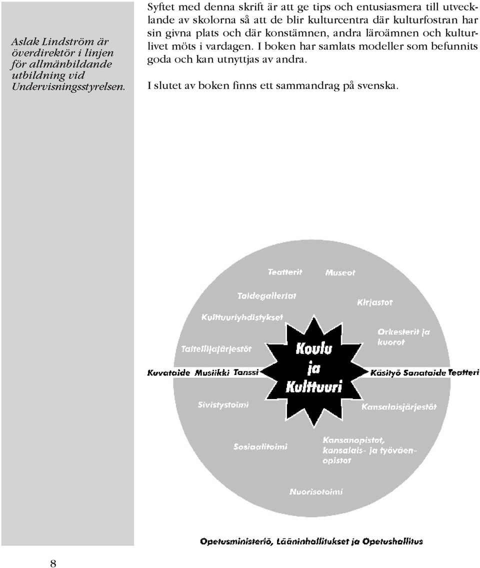 kulturcentra där kulturfostran har sin givna plats och där konstämnen, andra läroämnen och kulturlivet möts i
