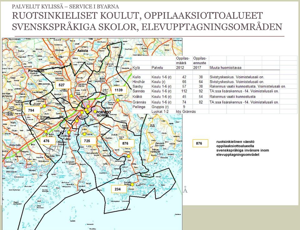 ELEVUPPTAGNINGSOMRÅDEN 527 1139 794 476 725 876 876