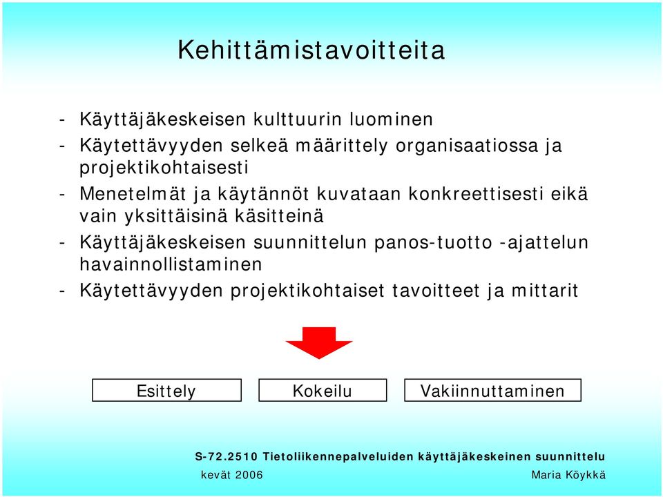 vain yksittäisinä käsitteinä - Käyttäjäkeskeisen suunnittelun panos-tuotto -ajattelun