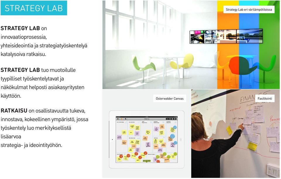 STRATEGY LAB tuo muotoilulle tyypilliset työskentelytavat ja näkökulmat helposti asiakasyritysten käyttöön.