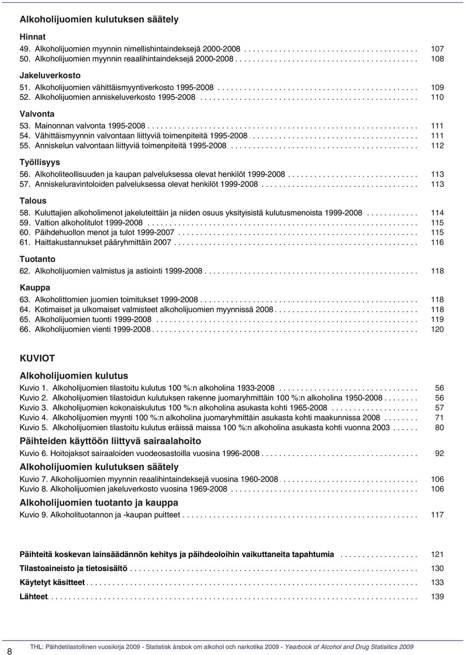 .................. 1995-2008....................................................... 109 52..... Alkoholijuomien............. anniskeluverkosto............... 1995-2008........................................................... 110 Valvonta 53.