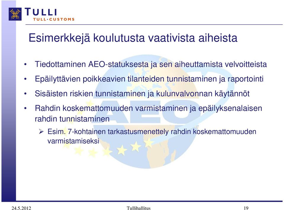 tunnistaminen ja kulunvalvonnan käytännöt Rahdin koskemattomuuden varmistaminen ja epäilyksenalaisen