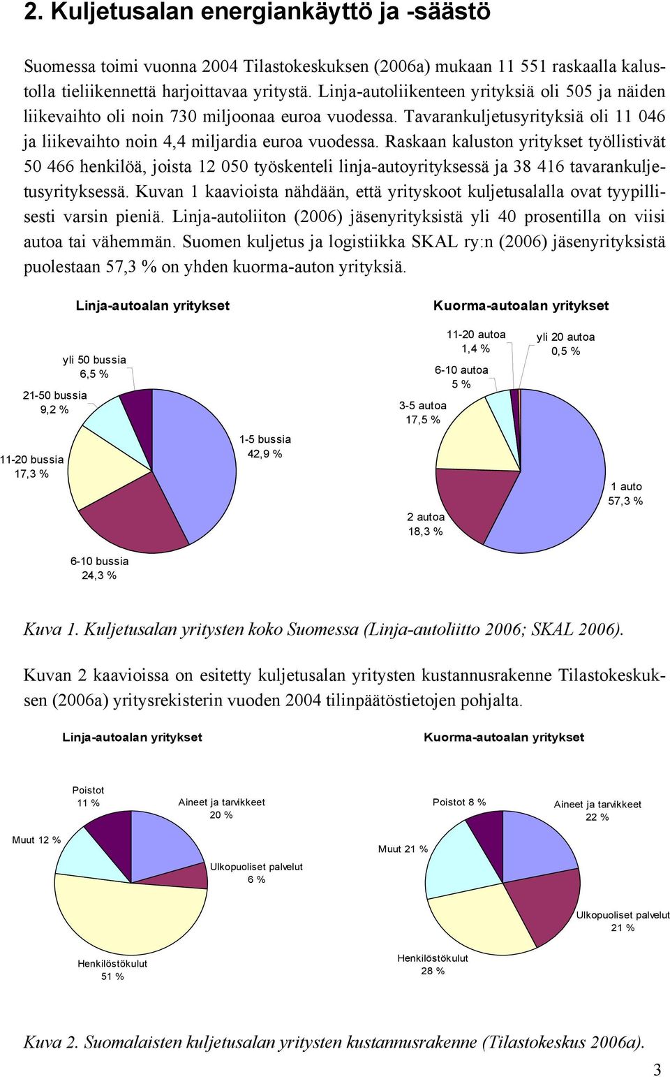 Raskaan kaluston yritykset työllistivät 50 466 henkilöä, joista 12 050 työskenteli linja-autoyrityksessä ja 38 416 tavarankuljetusyrityksessä.