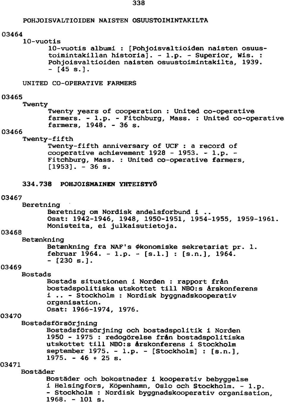 : United co-operative farmers, 1948. - 36 s. 03466 Twenty-fifth Twenty-fifth anniversary of UCF : a record of cooperative achievement 1928-1953. - l.p. - Fitchburg, Mass.