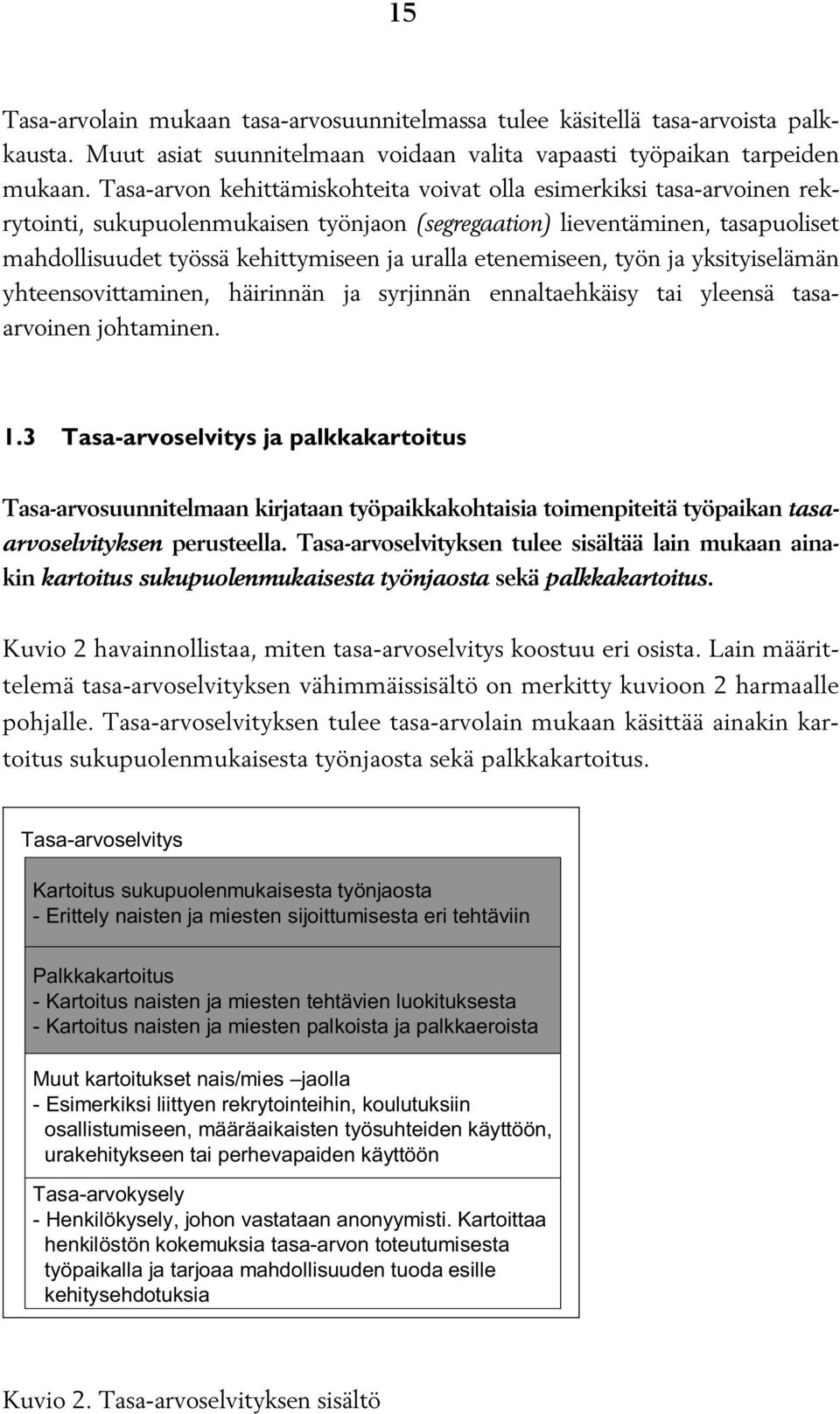 etenemiseen, työn ja yksityiselämän yhteensovittaminen, häirinnän ja syrjinnän ennaltaehkäisy tai yleensä tasaarvoinen johtaminen. 1.