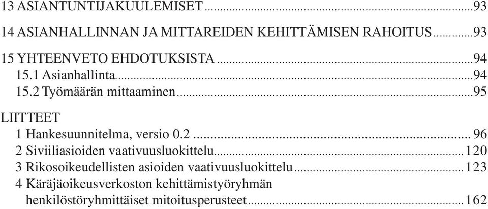 ..95 LIITTEET Hankesuunnitelma, versio 0.... 96 Siviiliasioiden vaativuusluokittelu.