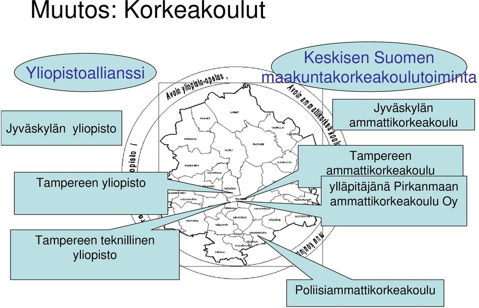 yliopistojen ja seutukuntien välille Jyväskylän ammattikorkeakoulu Tampereen ammattikorkeakoulu