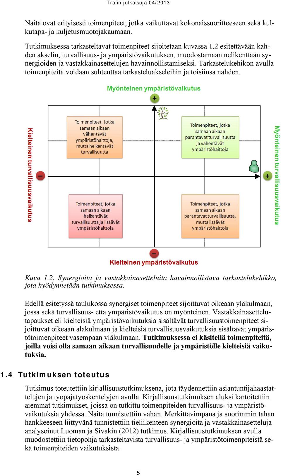 Tarkastelukehikon avulla toimenpiteitä voidaan suhteuttaa tarkasteluakseleihin ja toisiinsa nähden. Kuva 1.2.