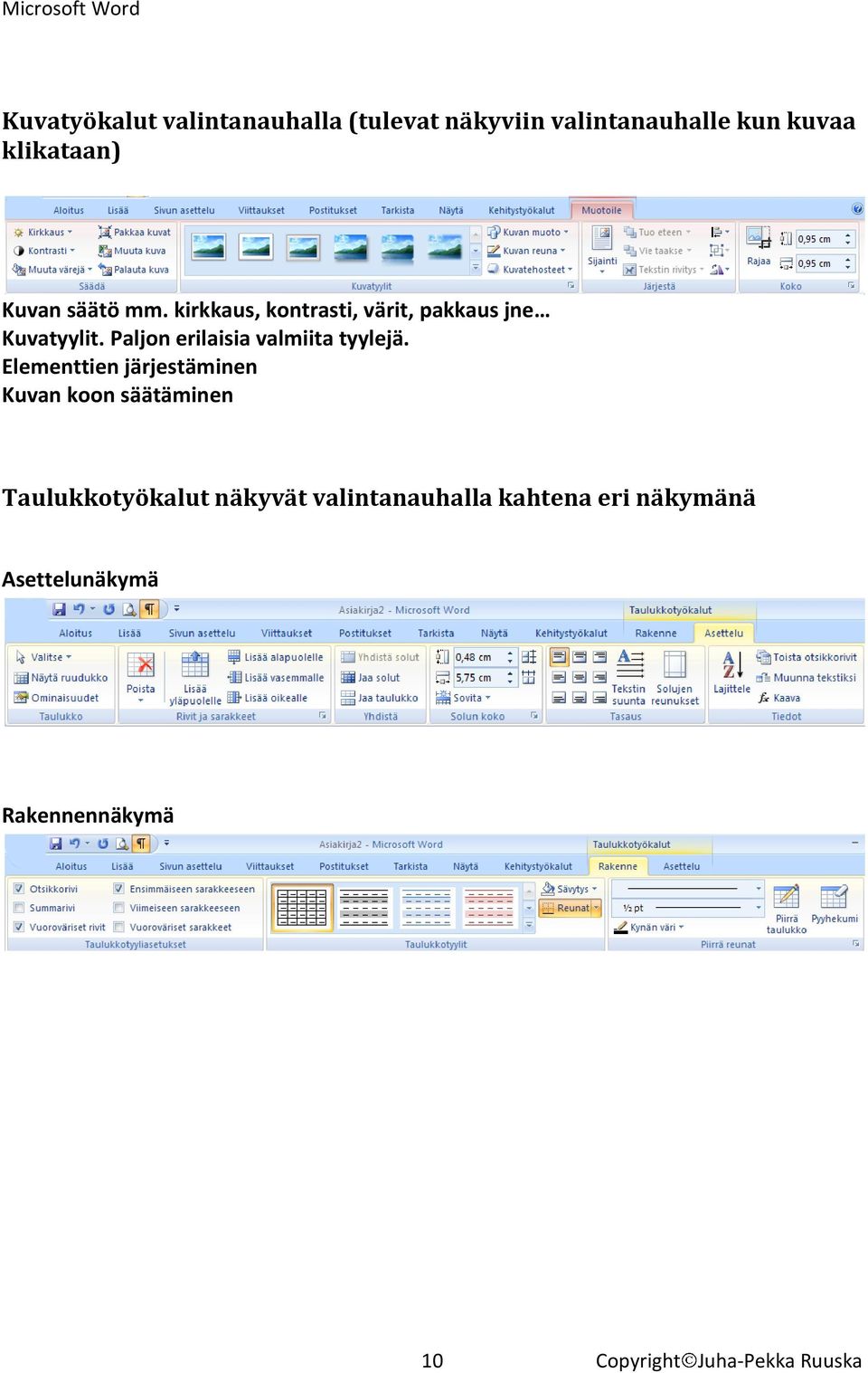 Paljon erilaisia valmiita tyylejä.