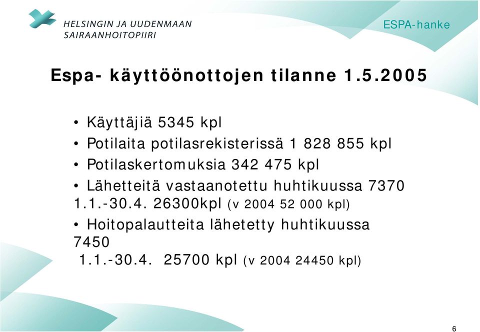 Potilaskertomuksia 342 475 kpl Lähetteitä vastaanotettu huhtikuussa 7370 1.