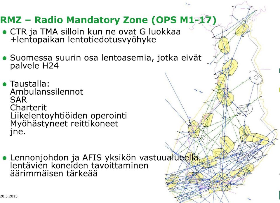 Ambulanssilennot SAR Charterit Liikelentoyhtiöiden operointi Myöhästyneet reittikoneet jne.