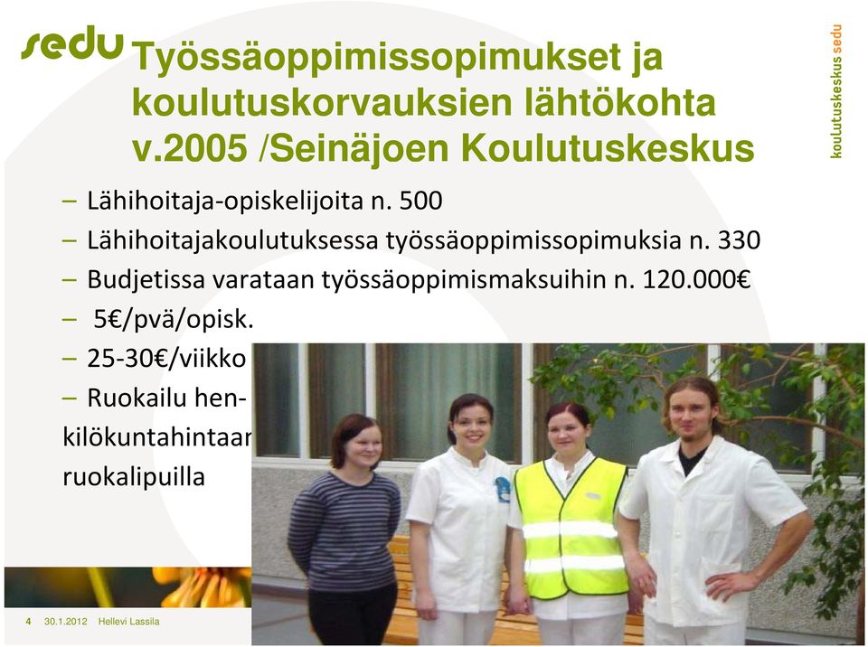 500 Lähihoitajakoulutuksessa työssäoppimissopimuksia n.